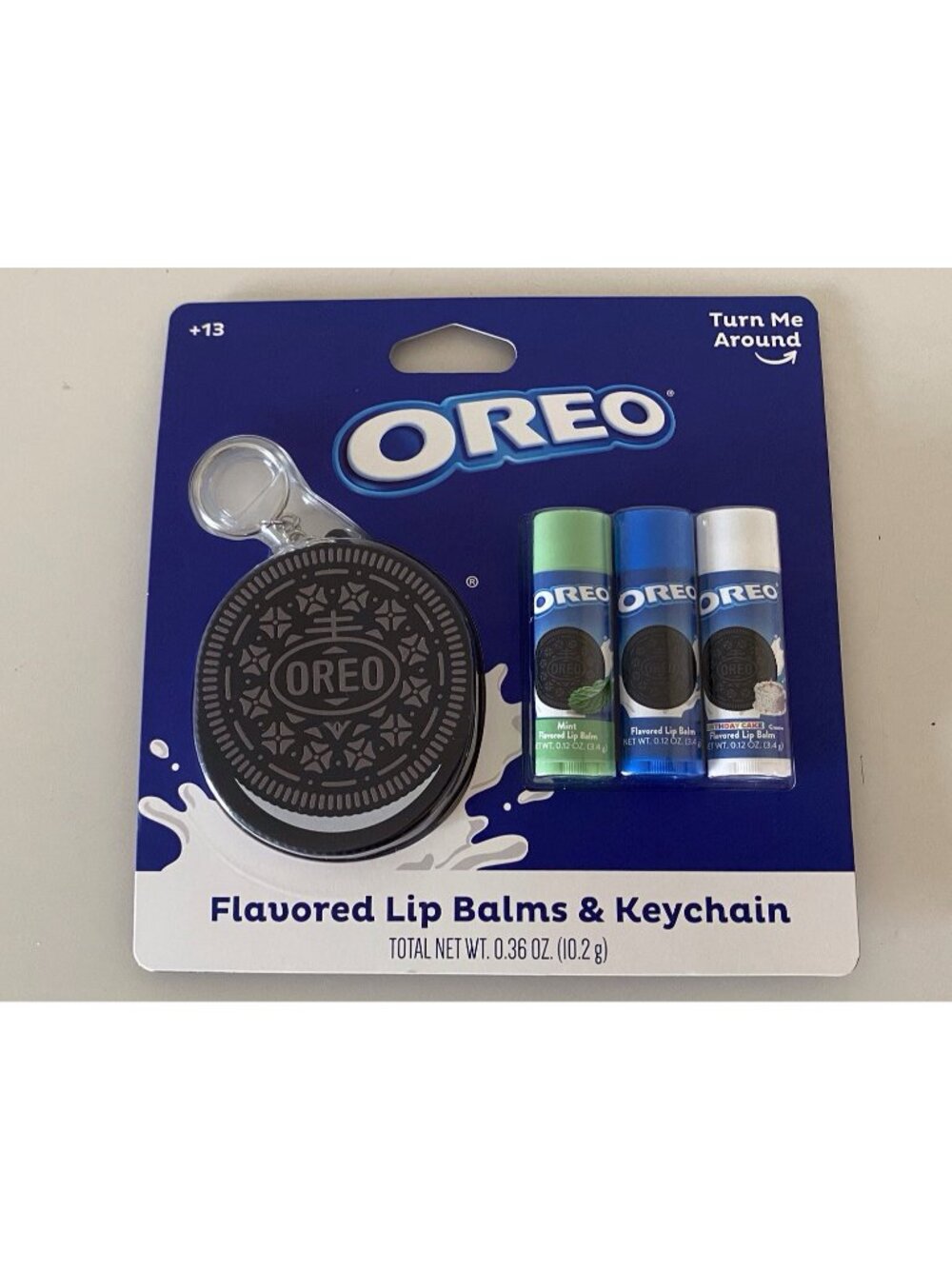 Oreo Flavored Set Of 3 Lip Balms W/Key Chain Lip Balm Holder Mint Birthday Cake